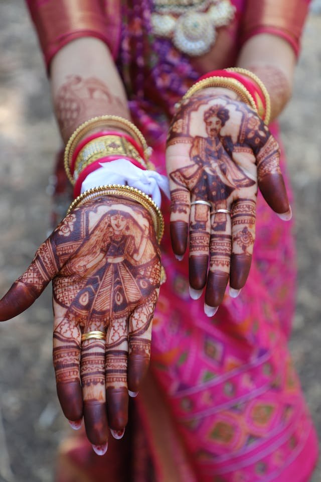 Full Hand Bridal Mehndi Design Front and Back