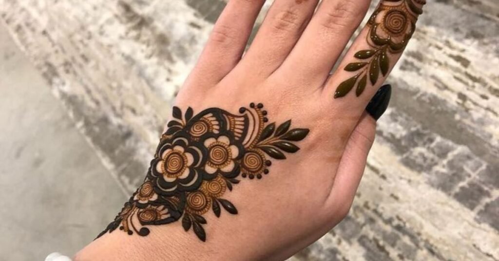 Back Hand Flower Mehndi Design
