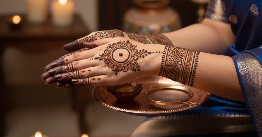 simple karwa chauth mehndi design