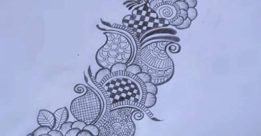 Mehndi Designs on Paper with Pencil