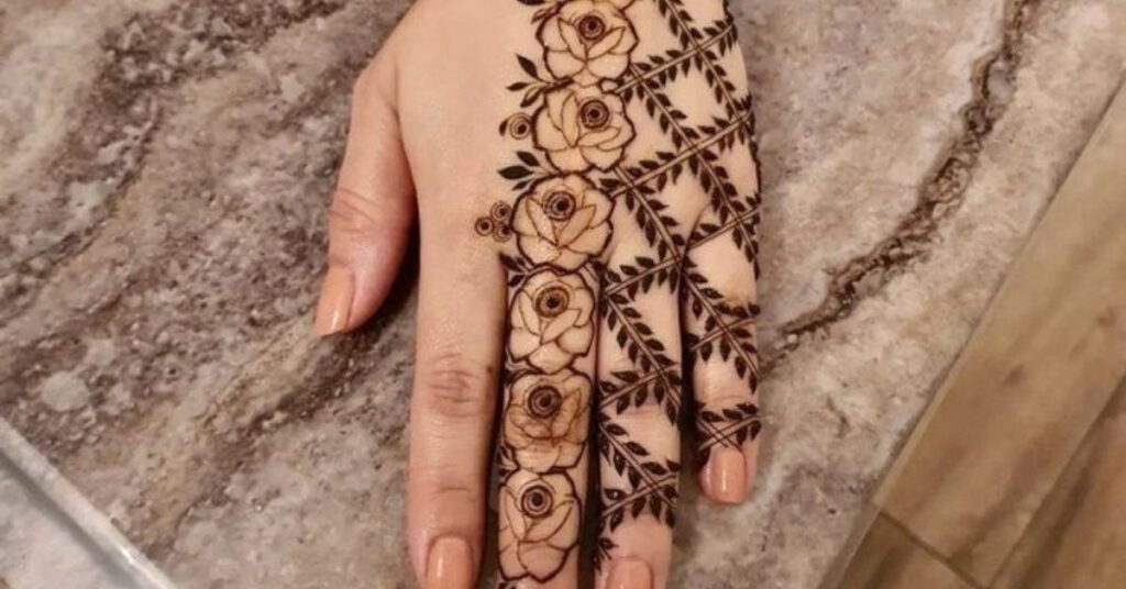 Back Hand Rose Mehndi Design