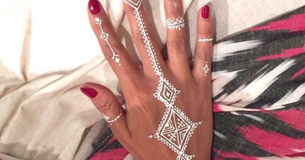 white henna tattoo style mehndi designs